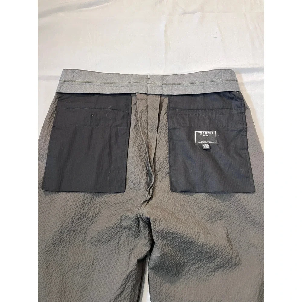 Todd Snyder Lightweight Seersucker Pleated Trousers Brown Side Tab 33x32 (34X29)